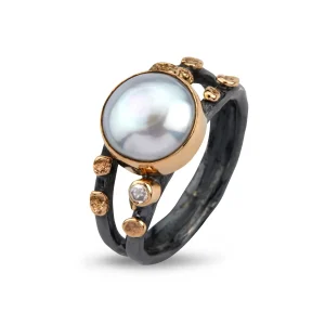 Cara Pearl | Ring Sølv/14 kt. rødguld Ferskvandsperle | 50110274P