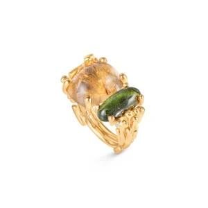BoHo | Ring 18 kt. rødguld Rutilkvarts, turmalin og brillanter | A2925-401